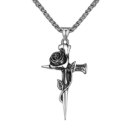 Collier pendentif croix rose élégant pour accessoiriser vos tenues de fête