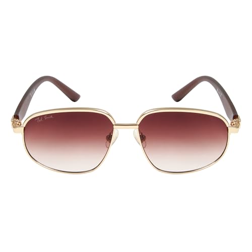 Image of Ted Smith Unisex Aesthetic-Bold Gold-Brown Aviator Sunglasses with UV Protected Lens