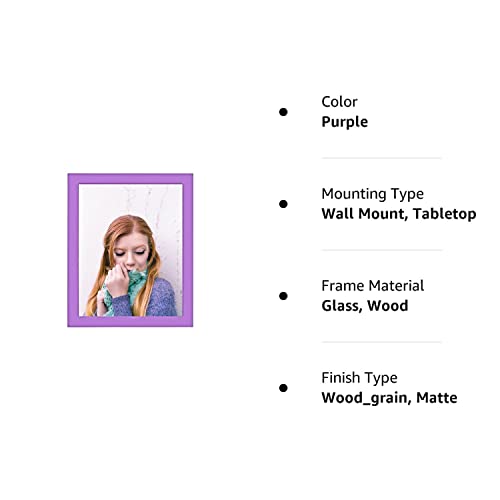 Yinoniy Purple 8X10 Inch Picture Frame Made To Display Pictures 8X10 With Mat For Tabletop Or Wall Decor Solid Wooden 10 #TOP7