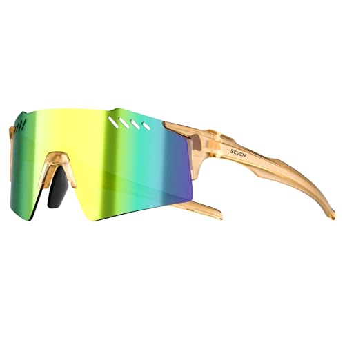 SCVCN Cycling Sunglasses for Men Women, UV400 Sports Sunglasses with HD TAC Lens, 28g Lightweight TR90 Frame, Adjustable Nose Pad & Airflow Vents for Running 08