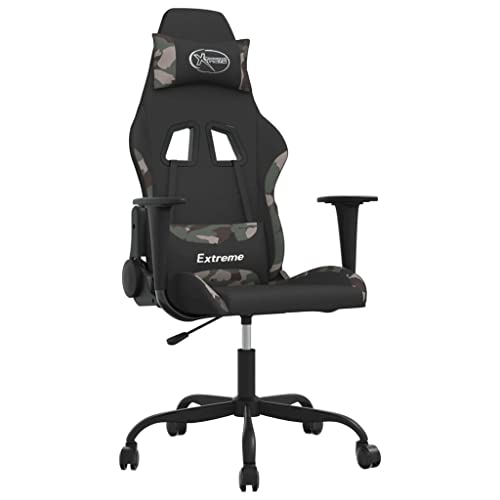 Other Brand vidaXL Silla Gaming Giratoria Masaje Ordenador Estudio Escritorio Oficina Despacho Reposabrazos Salón Sala Estar Tela Negro y Camuflaje Cover