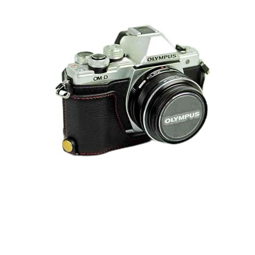 Funda para cámara E-M10 Mark II, de Zakao de piel auténtica auténtica con abertura en la parte inferior, funda para cámara con correa de mano, funda protectora para Olympus OM-D E-M10 Mark II (negro)
