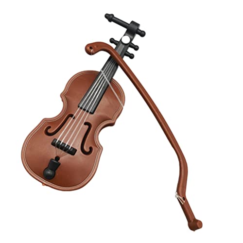 Tixiyu Violon miniature avec archet, bois naturel, 0,1 kg, 4 cordes, finition polie, mini violon pour décoration de maison ou de bureau