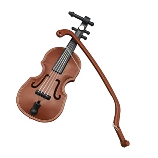 Tixiyu Violín en miniatura con lazo, madera natural, 0.25 libras, 4 cuerdas, acabado pulido, mini violín para decorar casas u oficinas