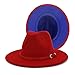 Unisex Patchwork Panama Fedora Hat Two Tone Red Yellow Jazz Style Fashion Party Show And Music Festival Hat