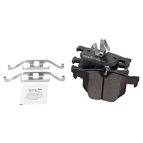Image of TRQ Rear Brake Pad and Rotor Set Semi Metallic Coated Rotors Parking Shoe Compatible with 2012-2013 BMW 335i 2013 335i xDrive