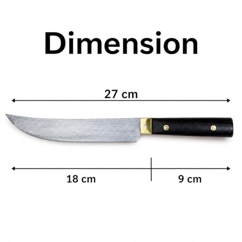 Image of Kerala Traditional Handmade Kitchen File Knife with Rosewood Handle, Hand Craft Knife Chopping,Cutting, Slicing. Vegetables, Fruits, Fish, Chicken Etc Pack of 1