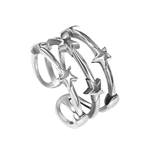 Bague étoile large en argent sterling 925 femme bijoux tendance ajustable