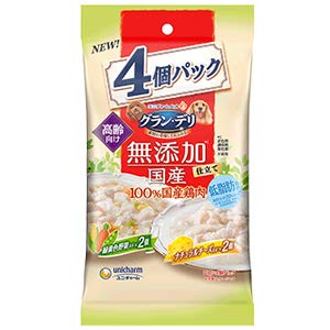 ユニチャーム グランデリ 無添加仕立て 国産パウチ 高齢犬用 緑黄色野菜入り×ナチュラルチーズ入り (70g×4個)×18袋