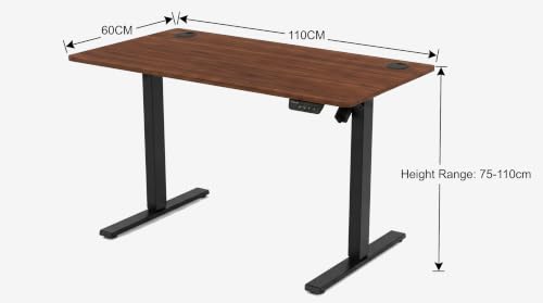 Image of SE1 Lite Standing Desk, Two-Piece Tabletop, 110 x 60 cm (Walnut Brown /Black, 110.0, Centimeters, SE1 Lite)