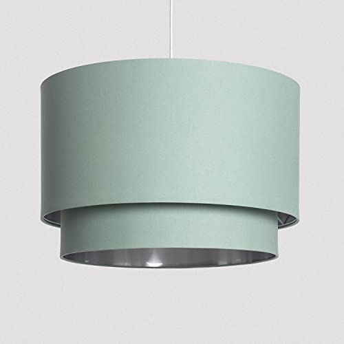 Iluzzia LEDKIA LIGHTING Lámpara Colgante Tela Bello Duo Reflejo 1830xØ500 mm Verde E27 Casquillo Gordo PC,Metal,Tela Decoración Salón, Habitación, Dormitorio Cover