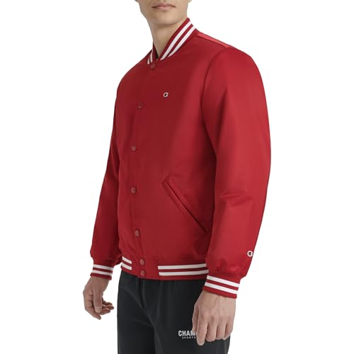 Image of Champion Men's Logo Striped-trim Varsity Jacket
