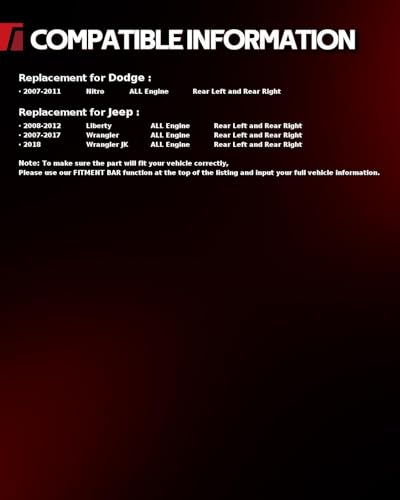 Image of Torchbeam Rear Brake Calipers Set for Jeep 2007-2017 Wrangler, Jeep 2008-2012 Liberty, Dodge 2007-2011 Nitro, Jeep 2018 Wrangler JK, Rear Left and Rear Right Calipers Replace # 18B5046+18B5047