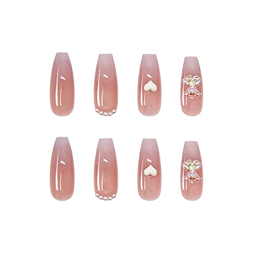 Image of MAYCREATE Pink Gradient French Press On Nails 24Pcs Adhesive Tabs | Easy Application, Full Cover Fit, Pink Gradient Style, Gel Nail Design, Adhesive Tabs Included