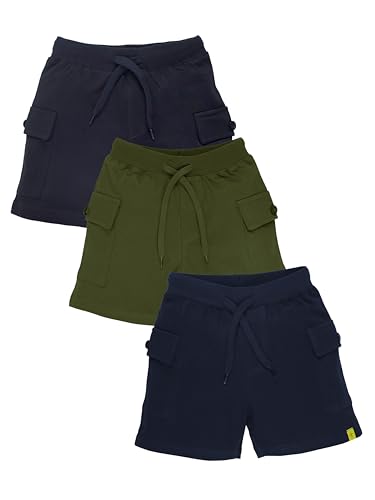 Image of KiddoPanti Boys 100% Cotton Knitted Above Knee Length Basic Cargo Shorts
