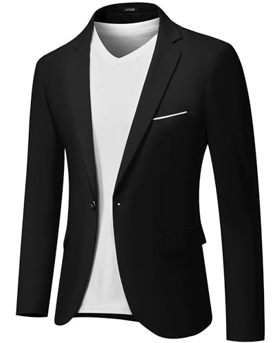 YND Men's One Button Slim Fit Blazer, Casual Lightweight Suit Daily Jacket Coat
