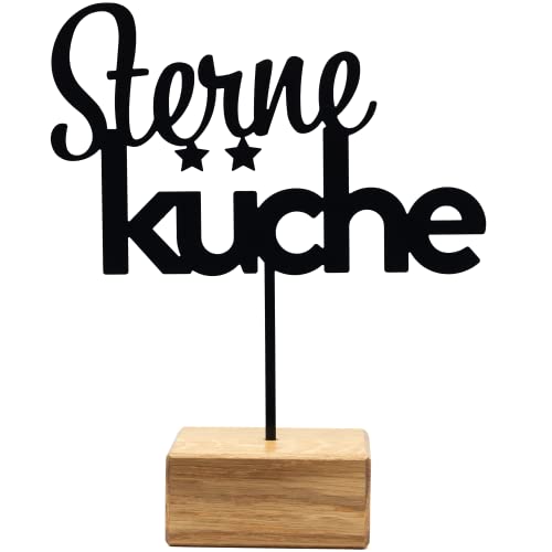 Rerum & Consilium Estrella de cocina de metal/madera, decoración moderna industrial para la cocina con madera y metal, 21 x 22,5 cm, moderna decoración de mesa/cocina Cover