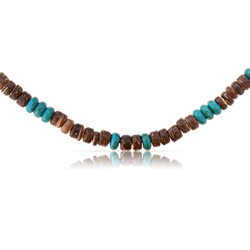 Made by Nami Surfer Halskette mit Kokosnuss Perlen - Herren Surfer-Kette Holz-Perlen - Handmade Strand-Schmuck - Wasserfest (Braun/Türkis) Made by Nami Surfer Halskette mit Kokosnuss Perlen - Herren Surfer-Kette Holz-Perlen - Handmade Strand-Schmuck - Wasserfest (Braun/Türkis)