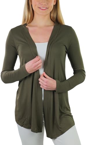 Image of ToBeInStyle Womens Open Front Long Sleeve Lightweight Asymmetrical Draped Cardigan with Side Pockets