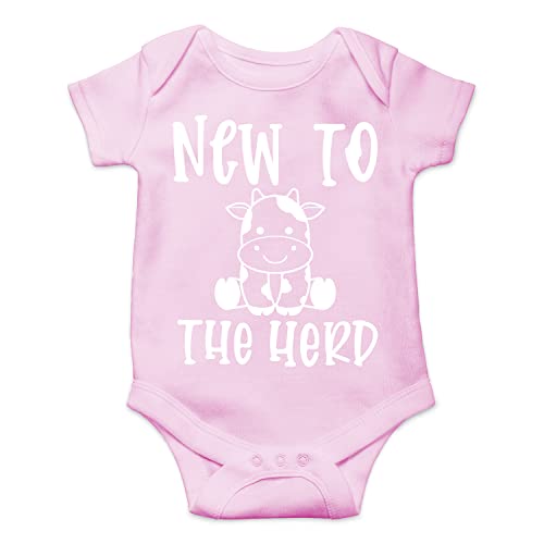 Belle Homie New To The Herd Funny Unisex Baby Bodysuit (6 Months, Pink)