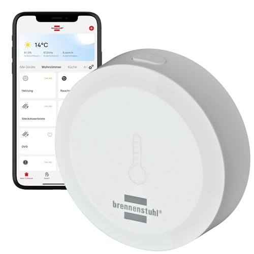 Brennenstuhl Connect Zigbee Temperatur- und Feuchtigkeitssensor TFS CZ 01 (smartes Temperatur- und Feuchtigkeitsmessgerät, Benachrichtigung aufs...