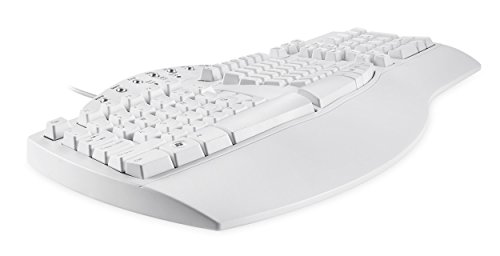Image of Perixx PERIBOARD-512 US Wired Ergonomic Split Keyboard - 104-Key Full-Size QWERTY Layout, Integrated Palm Rest, 7 Multimedia Hotkeys, Plug-and-Play USB (White)