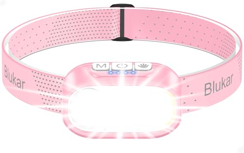 Blukar Stirnlampe LED 2 Farbtemperatur Wiederaufladbar, Superhell Kopflampe Stirnlampe Dimmbar mit Rotlicht & Sensor, 12 Lichtmodi, Wasserdicht & 30H+...