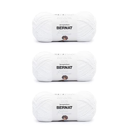 Image of Bernat Softee Cotton Clear White Yarn - 3 Pack of 120g /4.25oz - Nylon - 3 DK (Light) - 254 Yards - Knitting, Crocheting & Crafts