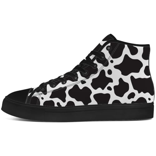 Men's Women's Cow Print High Top Canvas Shoes High Top Sneakers Lace Up Casual Shoes Gifts for Men Women