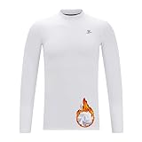 DEVOROPA Youth Boys Compression Thermal Shirts Long Sleeve Undershirt Fleece Baselayer Mock Top Whit