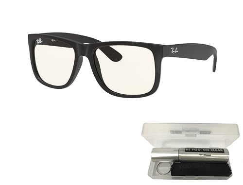 Ray-Ban RB4165 Sunglasses Bundle: RB 4165 JUSTIN 622/5X Justin Rubber Black Clear and Eyewear Cleaning Kit2