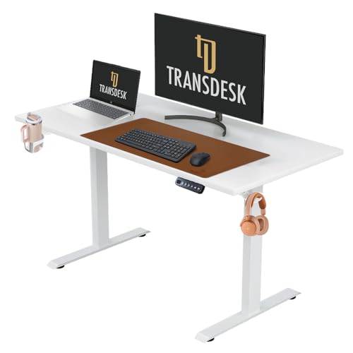 Image of Pulse Electric Height Adjustable Table Standing Desk with 4 Memory Presets| 1200 X 750 CM (25mm White Top & White Frame)| 80KG Wt Cap| 3 Year Warranty| Adaptor Hanger, Headphone & Cup Holder