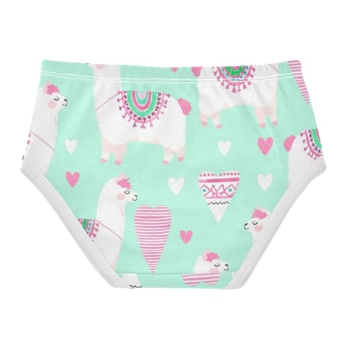 Animal Toddler Underwear Custom 2t Cotton Cute Panties Girl Cute White Llamas Green Briefs Kids Undies2