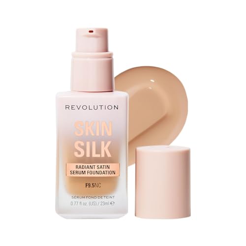 Image of Revolution Skin Silk Serum Foundation- F9.5, Neutral Cool 23ml | Lightweight, Hydrating Foundation with Hyaluronic Acid & Peptides | Natural, Radiant Finish with Light-Medium Coverage | Long-Lasting Base Makeup | Shades Specially Selected for Indian Skin Tones