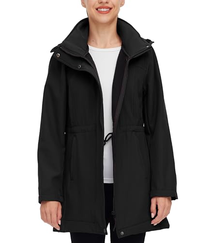 wantdo Women's Softshell Jacket Hooded Fleece Lined Waterproof Coat Warm Lightweight Insulated Windbreaker for Outdoor Hiking