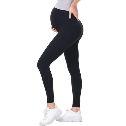 FITPOST Lasora Maternity Leggings, Maternity Leggings Buttery Soft, Full Length Leggings Running Active Yoga Pants (Black,M)