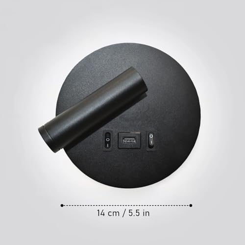 Image of Smartway Rotatable USB Black 12W Rotatable LED Bedside Wall Lamp with 3 Color Modes | Adjustable Reading Light for Bedroom, Living Room & Study | Modern Decorative Wall Light, Premium Build