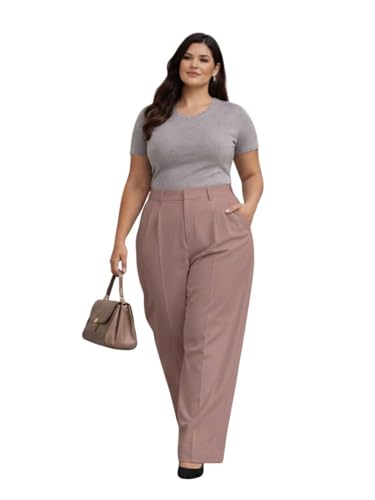 Image of KOTTY Plus Size Women's High Waist Comfortable Straight Fit Formal Pants