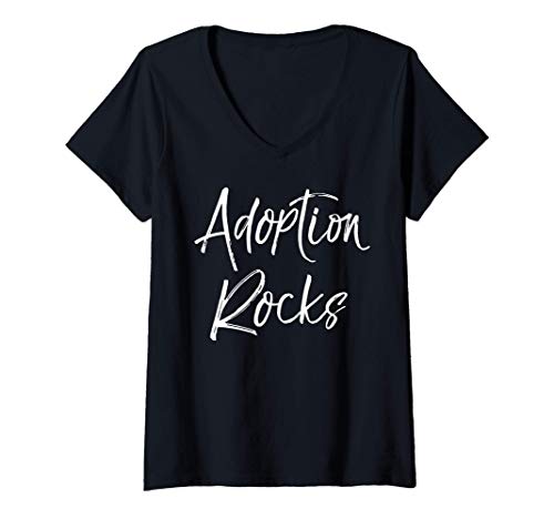 Femme Pet Adoption Gift Dog Rescue Shelter Quote Adoption Rocks T-Shirt avec Col en V