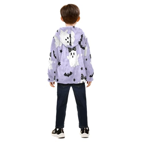 Cute Ghosts with Bows Flying Toddler Fleece Jacket Girl Boys Hooded Fleece Jacket Coat Warm Outwear Zip-up 3-10T4