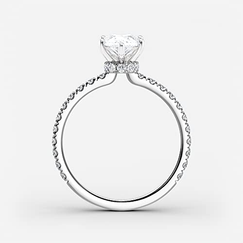 Diamond Wish IGI Certified 1 to 2 1/5 Carat Pear Cut Lab Grown Diamond Ribbon Halo Engagement Ring for Women in 14k Gold with Side Stones (I-J, VS-SI, cttw) Wedding Promise Ring Size 4 to 94