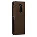 kalibri Case Compatible with Sony Xperia 1 - Wallet Case Real Leather Book Style Cover with Card Slot - Navigational Compass Brown