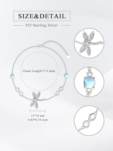 Seiyang Cardinal/Dragonfly/Sloth/Owl/Turtle/Celtic Bracelet 925 Sterling Silver Animal Bracelet Jewelry Gifts for Women Animal Lovers,Chain Length 7"+2" Extend 6