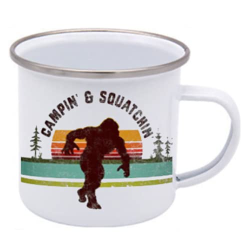 Sasquatch Bigfoot Enamel Campfire Mug, Outdoor Camping Coffee Cup, Mountain Nature Hiking Camp Lover Gifts Funny Saying Quote Coffee Mug, cup mom disponible en Yaxa Peru