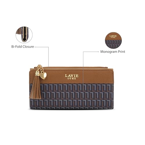 Image of Lavie Luxe Women's Mono Safain25 Bifold Zip Wallet |Gift For Ladies