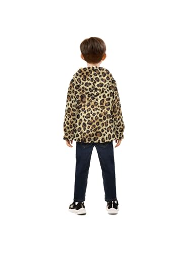 Leopard Animal Skin Texture Girls Fleece Jacket Girls Fall Jacket Boys Coats Zip Up Hoodie Children Outerwear 2-10T4