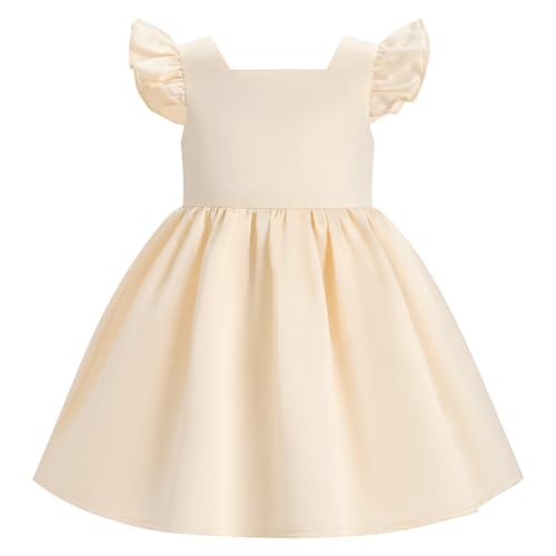 Baby Flower Girl Satin Formal Wedding Dress Contrast Color Bowknot Infant 1st Communion Dress Toddler Birthday Outfits2