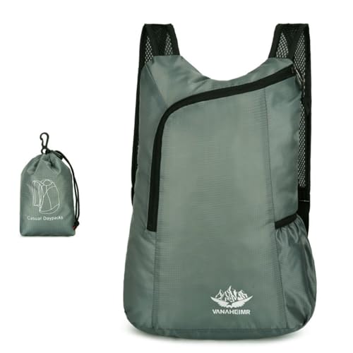 XAGMODSHN Mochila de senderismo ultraligera y plegable, resistente al agua, para viajes al aire libre, camping, escalada, gris, Talla única