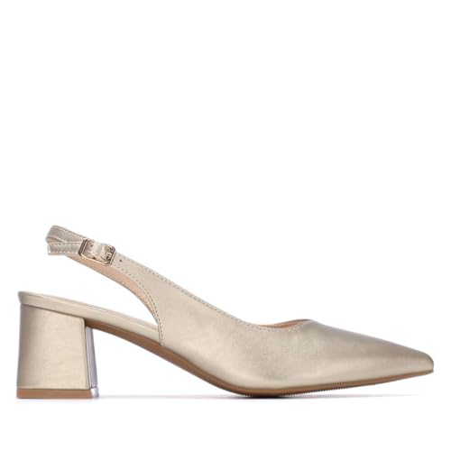 XTI   Zapatos de Salón Mujer Oro   Calzado Cómodo y Versátil   Moda Casual   Modelo 14536704 (Talla 39)