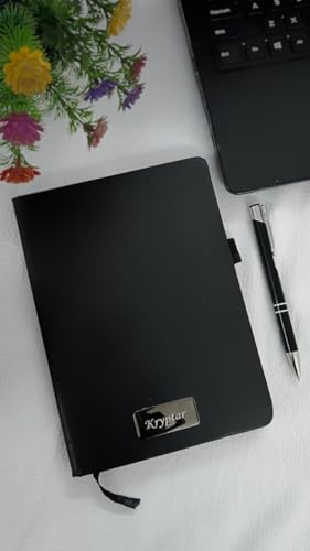 Image of Personalized Premium Metal Pen & Diary Gift Set | Custom Name Engraved A5 Leather Finish Notebook (192 Pages) | Executive Corporate Gift for Employees, Clients, Men & Women | Black (Standard Tip Pen Set with Dairy)